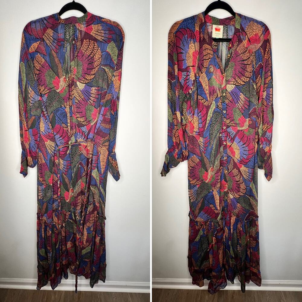 Farm Rio Dotted Macaws Maxi Dress Size Large NWT - Picture 2 of 8